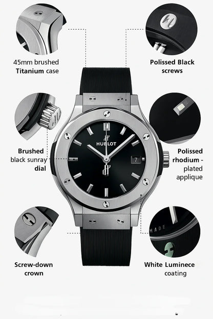 Hublot Quartz Classic Fusion Titanium 43mm – Blue & Black WATCH WITH BOX (🚫 Serious inquiries only, please. ❗ Order cancellation after confirmation is not accepted.)