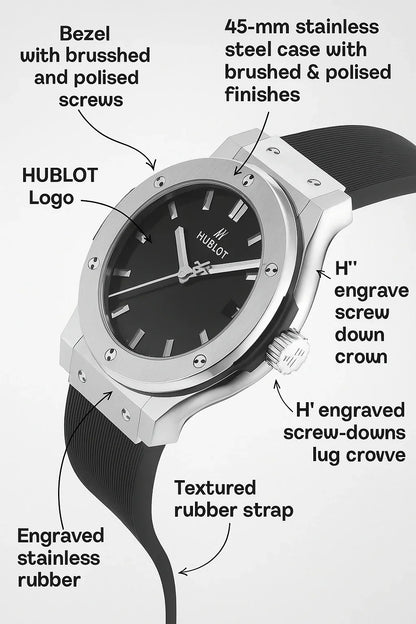 Hublot Quartz Classic Fusion Titanium 43mm – Blue & Black WATCH WITH BOX (🚫 Serious inquiries only, please. ❗ Order cancellation after confirmation is not accepted.)