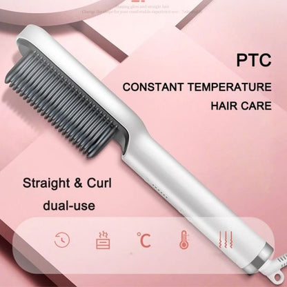 Hair Straight & curly comb brush with 5 Levels Heat -