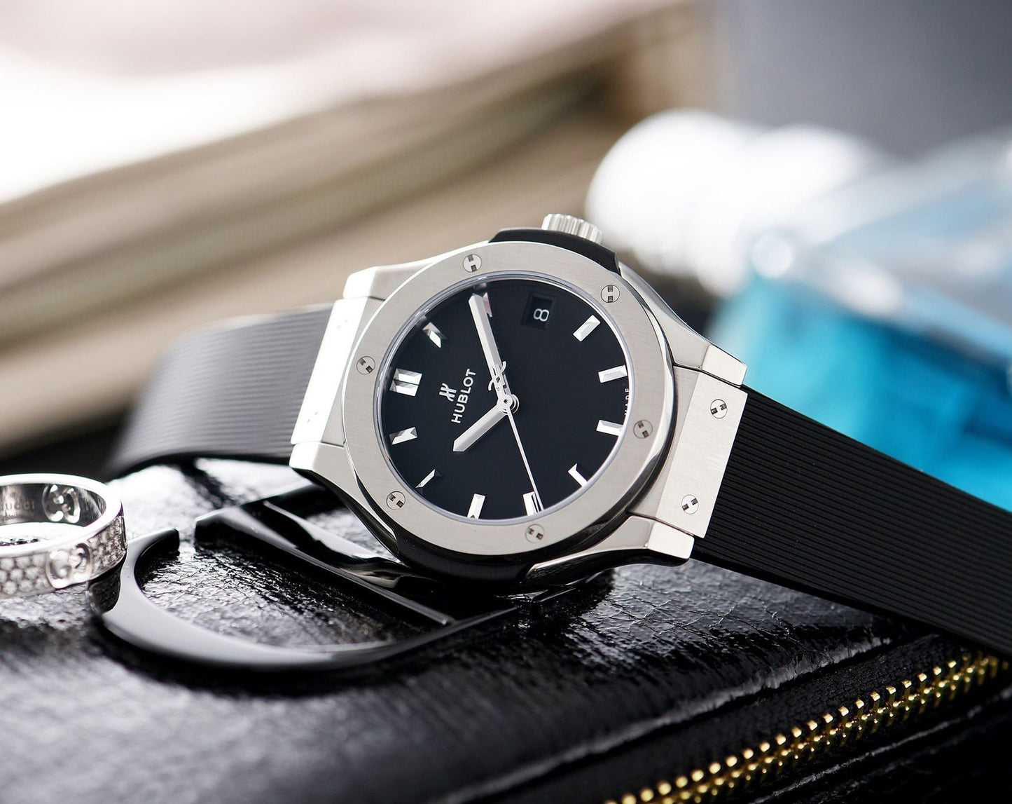 Hublot Quartz Classic Fusion Titanium 45mm – Black WATCH WITH BOX