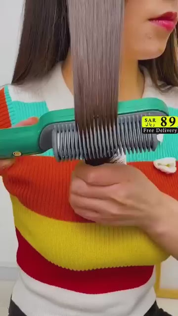 Hair Straight & curly comb brush with 5 Levels Heat -